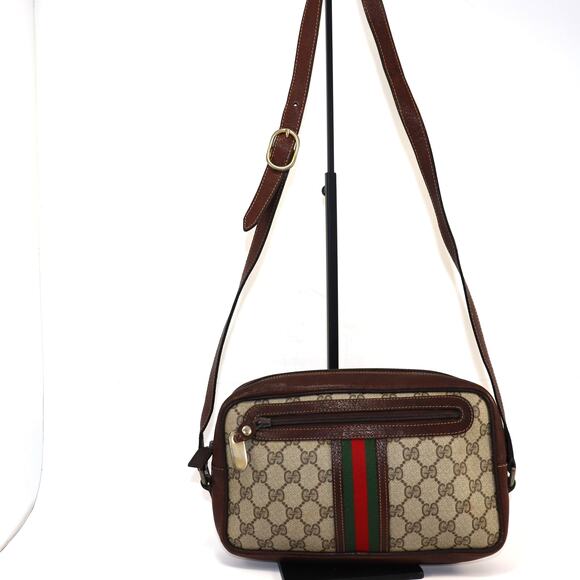Vintage Gucci GG Supreme Canvas Web Stripe Crossbody Bag - Picture 1 of 10